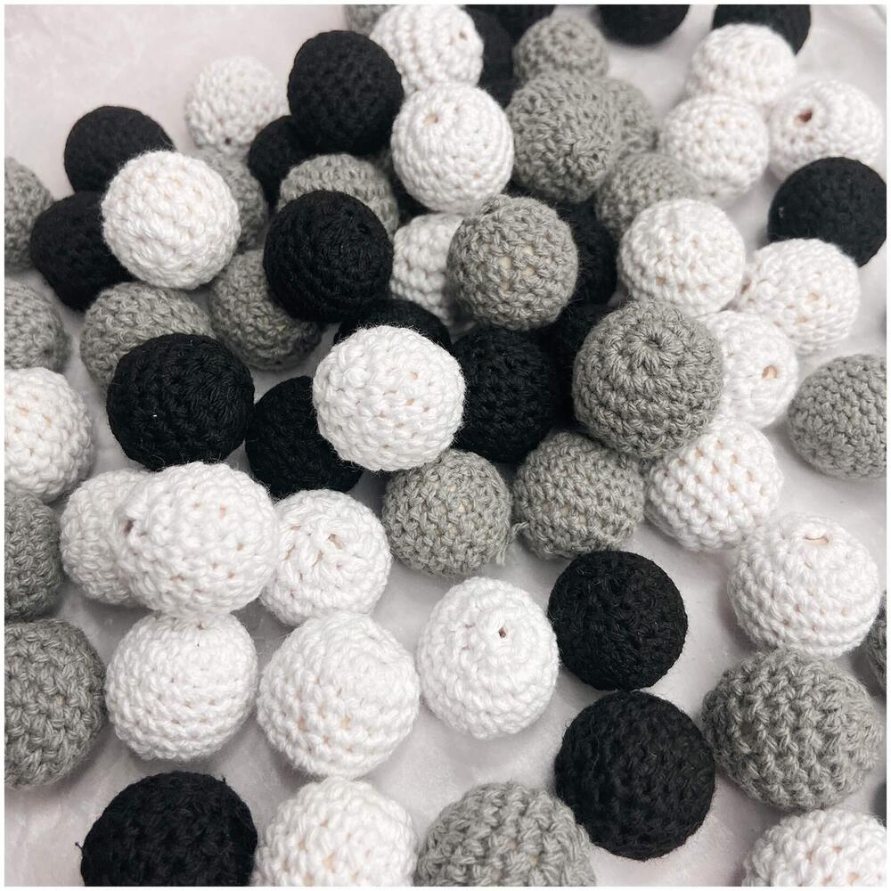 5098 Wooden Crochet Covered Beads DIY Beads 20mm 50Pc Kit Wood Beads Wool